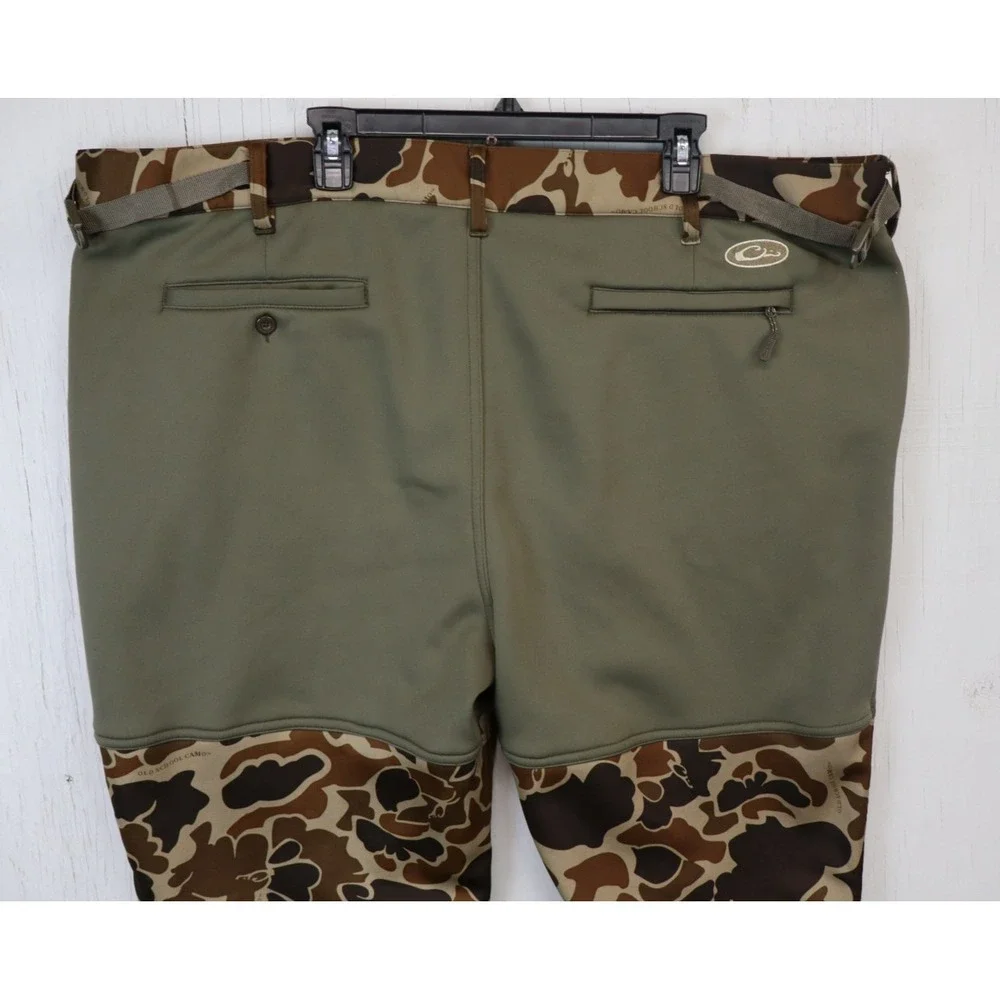 Mens Drake Waterfowl Old School Camo Pants Size 3XL Brown Green